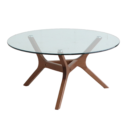 テーブル ガラステーブル リビングテーブル 丸テーブル 木脚 AMOR