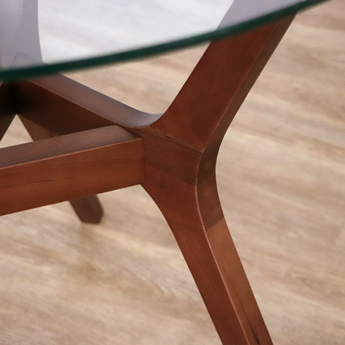 テーブル カフェテーブル ガラステーブル 丸テーブル 70 木脚 AMOR